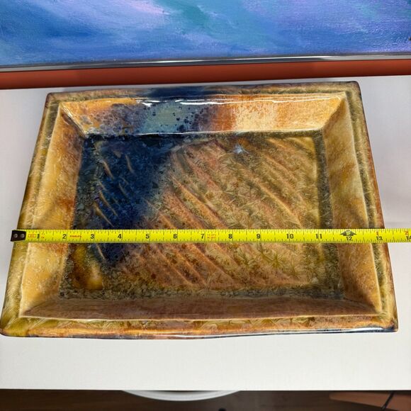 Bill Campbell Crystaline Glaze Serving Tray Signed Studio Pottery Rectangular - Picture 11 of 13